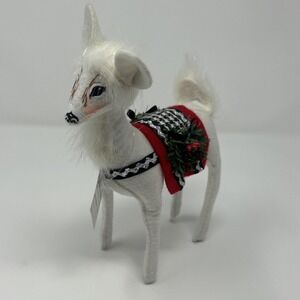 NWT Annalee 8" Classy Doe Deer W/ Pine & Garland Houndstooth Blanket 2014